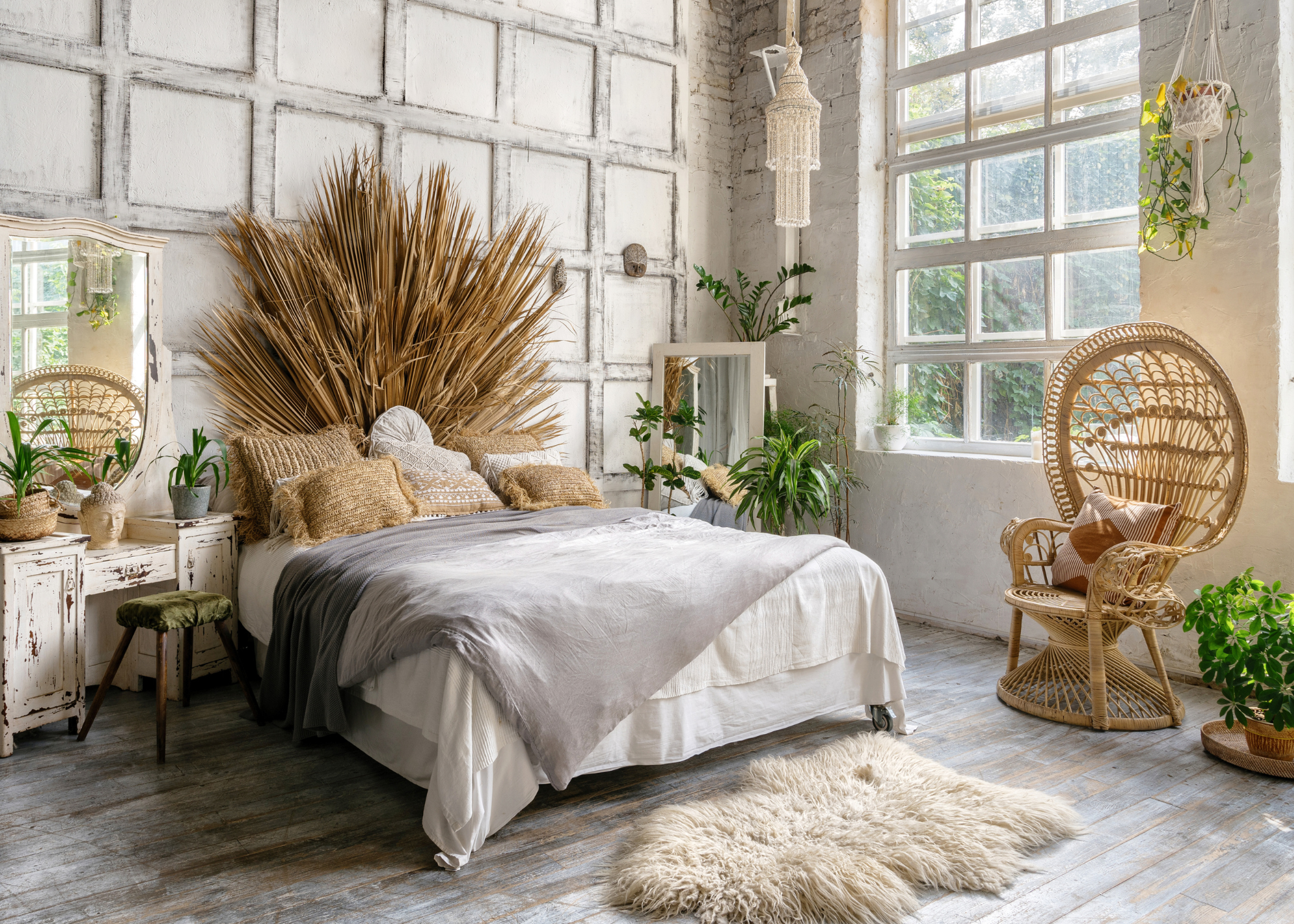 sypialnia boho